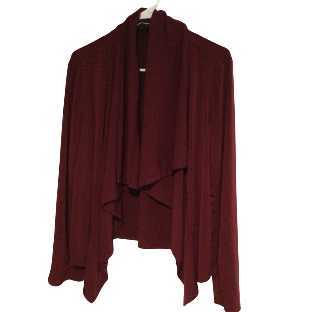 Simonton‎ Says George Simonton Burgundy Waterfall Open Front Cardigan Medium